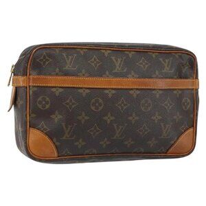 LOUIS VUITTON Monogram Compiegne 28 Clutch Bag M51845 LV Auth hk3130